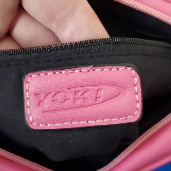 Yoki pink laser cut soft faux leather crossbody bag wristlet clutch - Picture 5 of 16